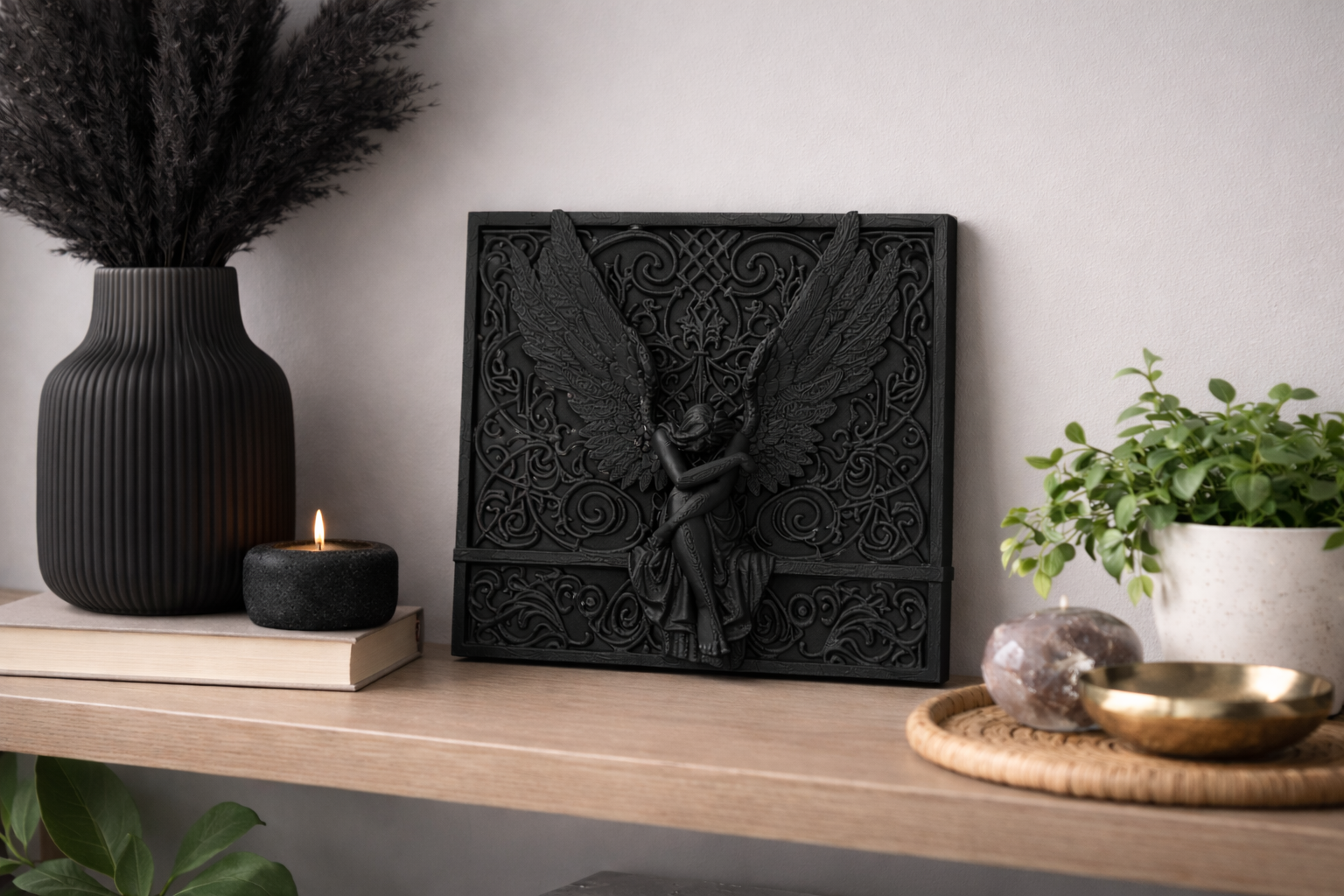 Dekoratif Melek Rölyef Duvar Panosu - 3D Dekor Duvar - Dolap - Raf Süsü