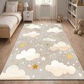 Çocuk Halısı - Bulut ve Yıldız Desenli Gri - Çocuk Halısı - Line Home
