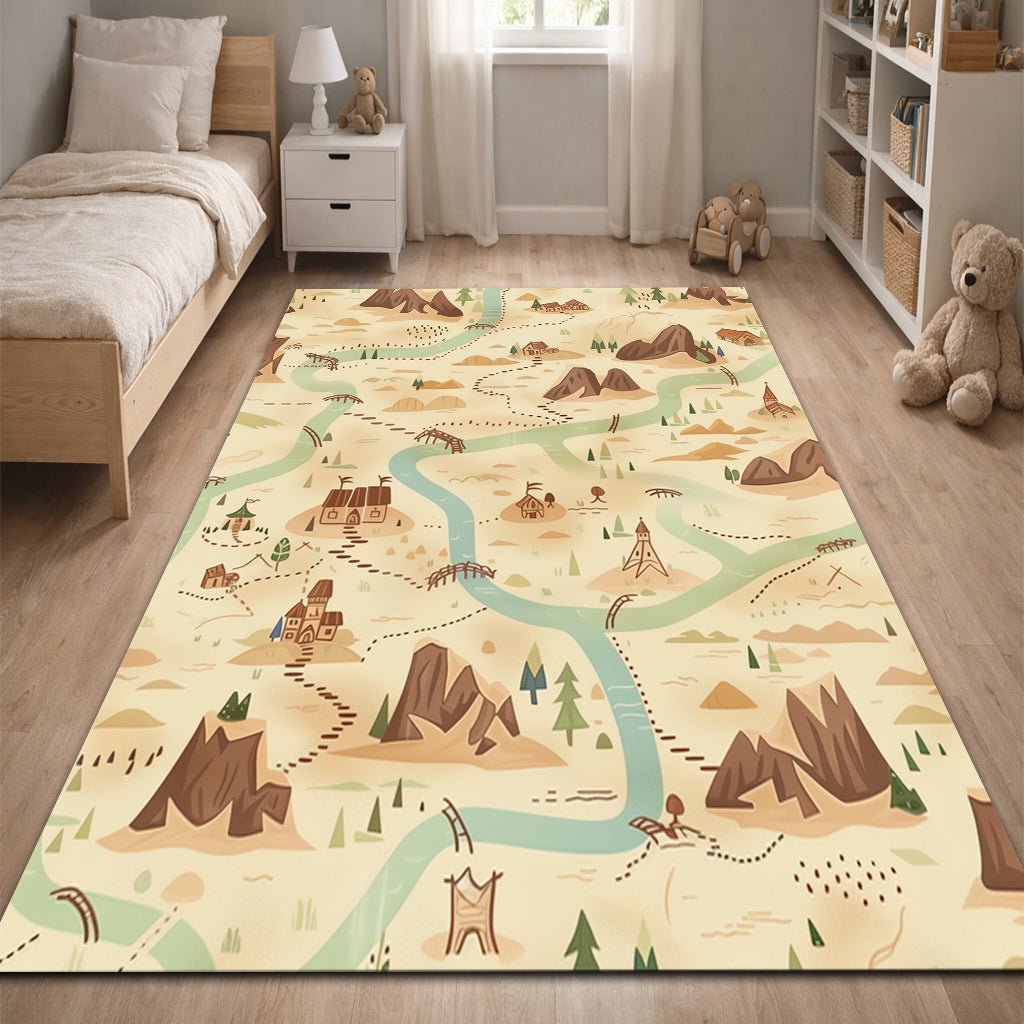 Çocuk Halısı - Macera Haritası Desenli - Çocuk Halısı - Line Home