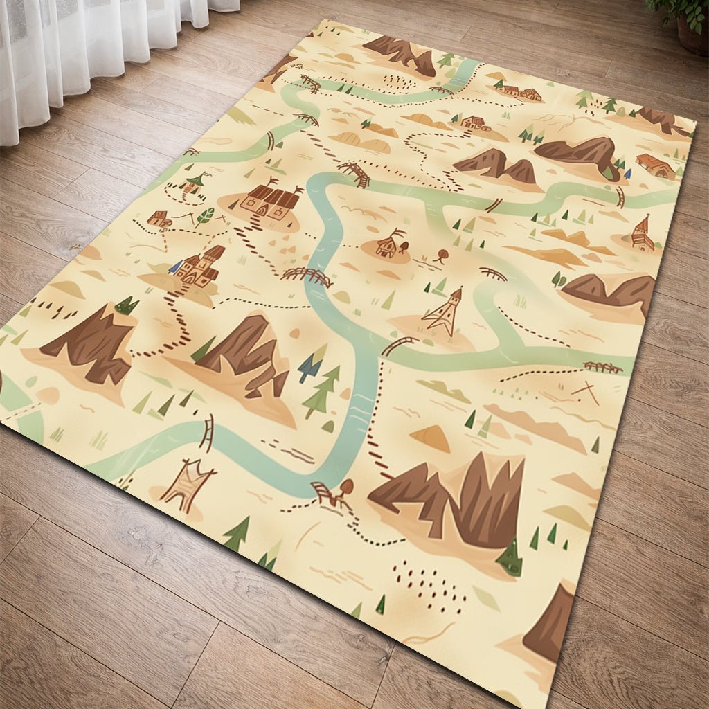 Çocuk Halısı - Macera Haritası Desenli - Çocuk Halısı - Line Home