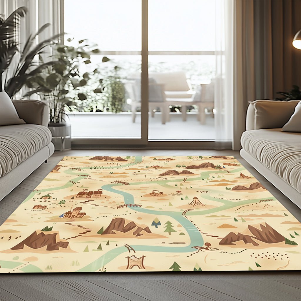 Çocuk Halısı - Macera Haritası Desenli - Çocuk Halısı - Line Home