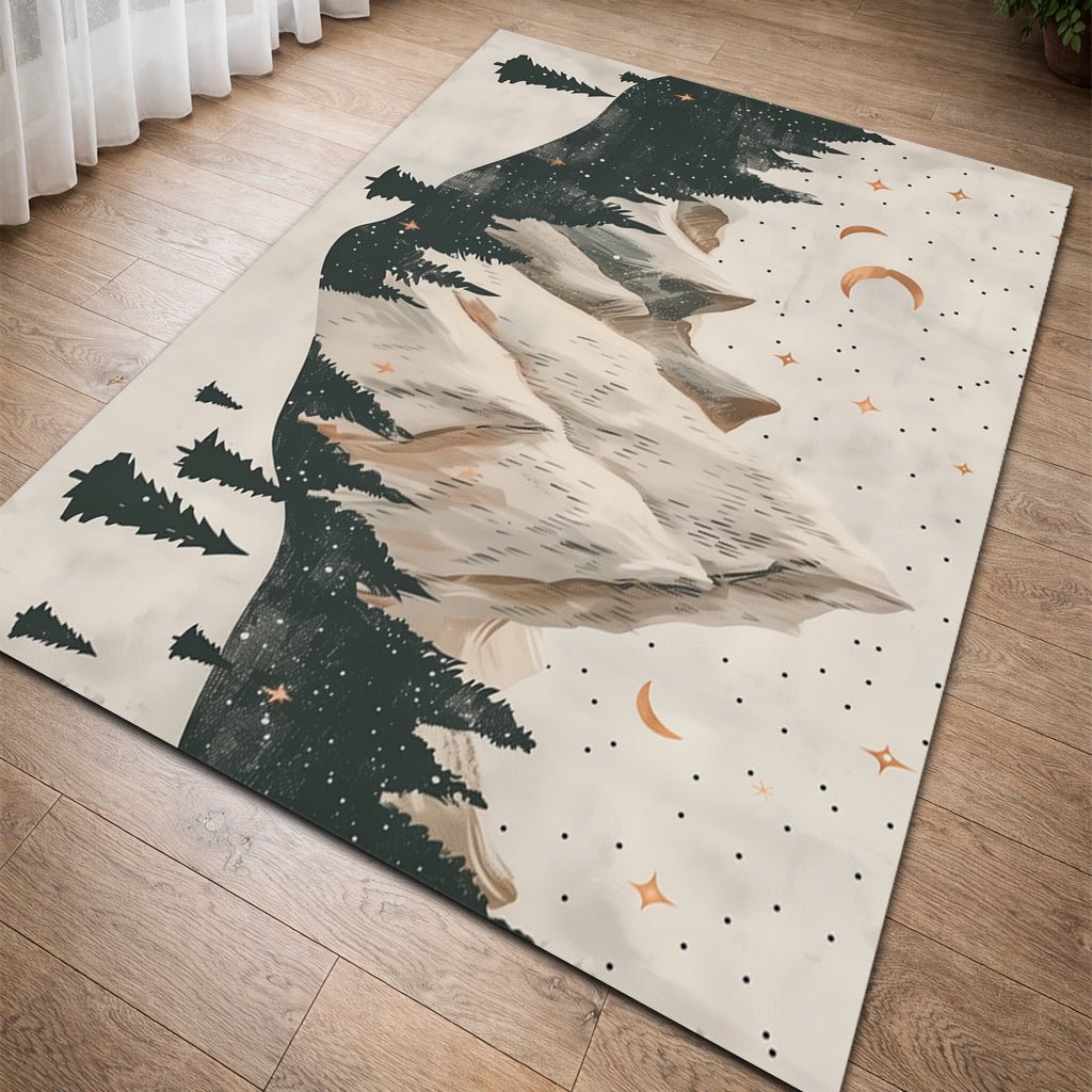 Çocuk Odası Halısı - Kış Ormanı Dağlar Desenli - Halı - Line Home