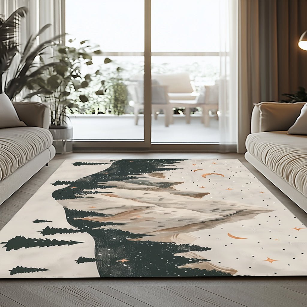 Çocuk Odası Halısı - Kış Ormanı Dağlar Desenli - Halı - Line Home