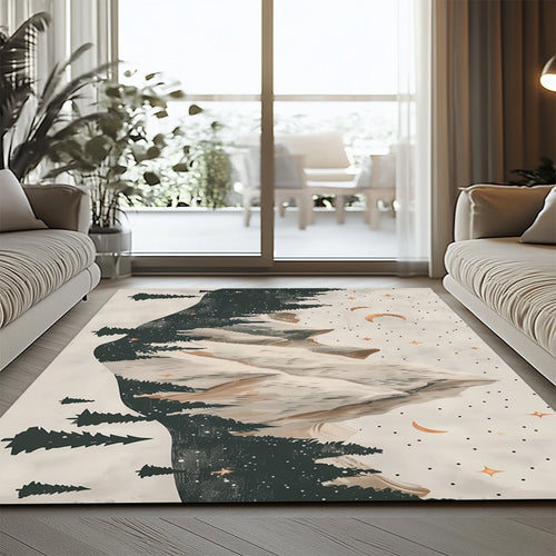 Çocuk Odası Halısı - Kış Ormanı Dağlar Desenli - Halı - Line Home