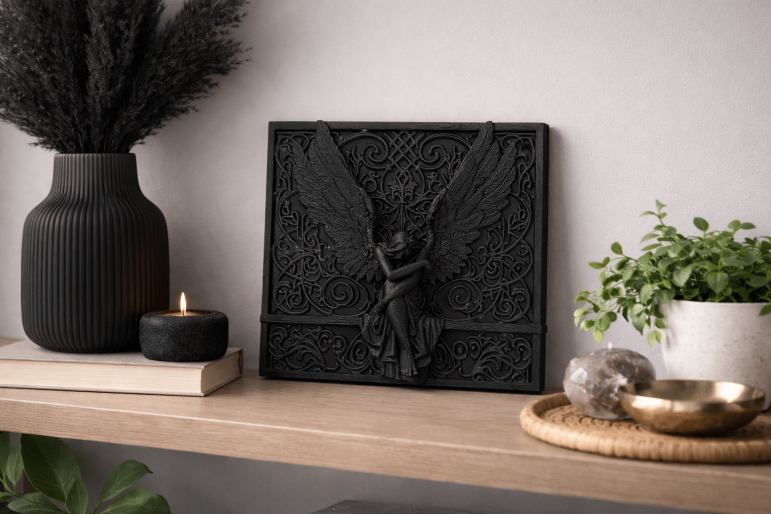 Dekoratif Melek Rölyef Duvar Panosu - 3D Dekor Duvar - Dolap - Raf Süsü - Dekoratif Duvar Süsü - Line Home