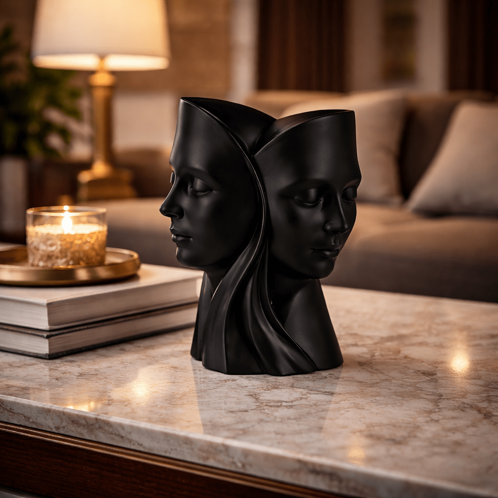 Dekoratif Yüz Vazo - Çok Fonksiyonlu Kalemlik Organizer - Dekoratif Obje - Line Home