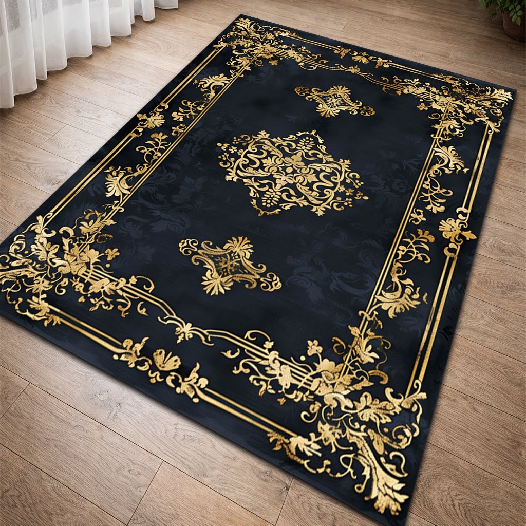 Klasik Barok Halı - Lacivert Altın Süslemeli - Halı - Line Home