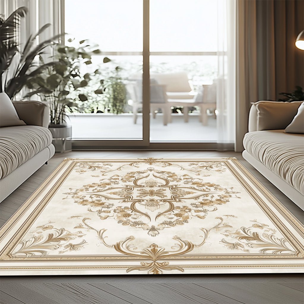 Klasik Desenli Halı - Krem Bej Çiçek Motifli - Halı - Line Home