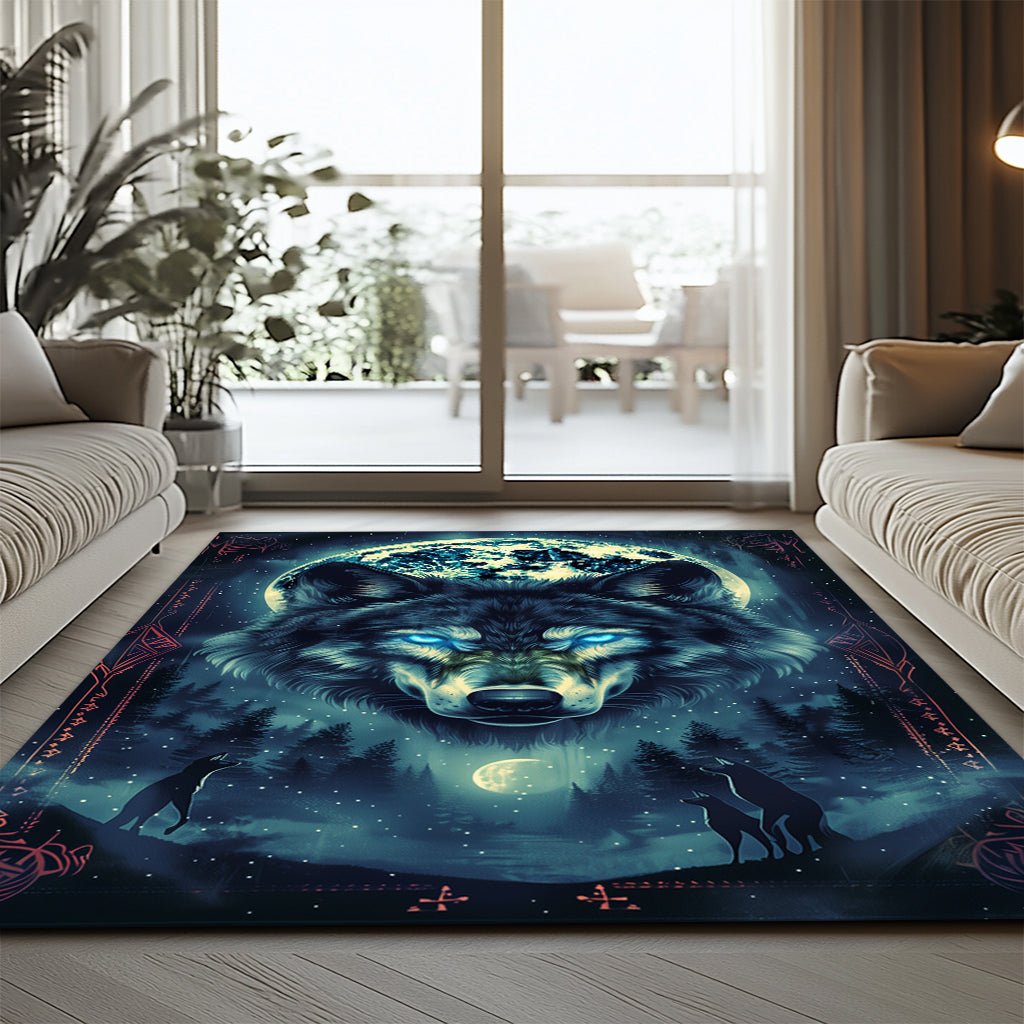 Mistik Kurt Halı - Yeşil Ay Işığı Desenli - Halı - Line Home