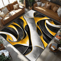Modern Art Deco Halı - Sarı Siyah Gri Dalgalar - Halı - Line Home