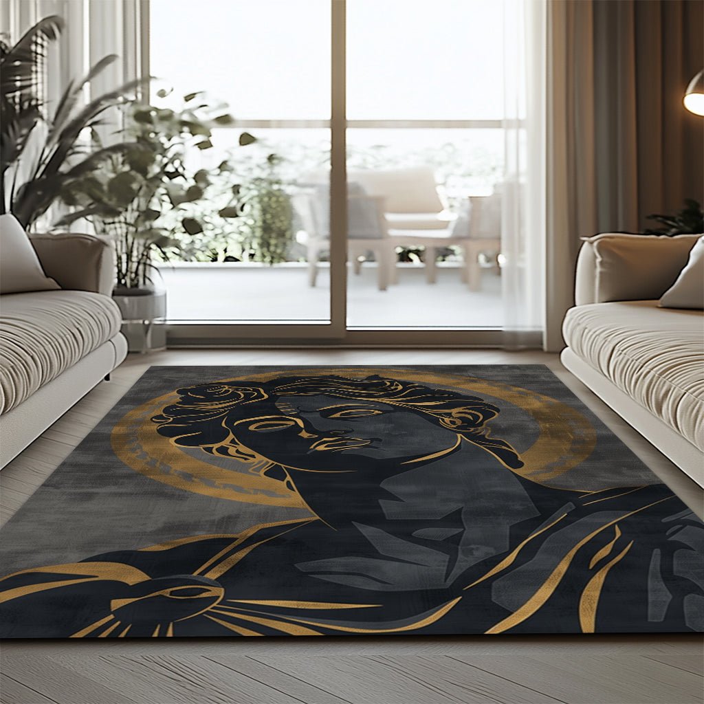 Modern Sanat Halı - Siyah Gri Altın - Halı - Line Home