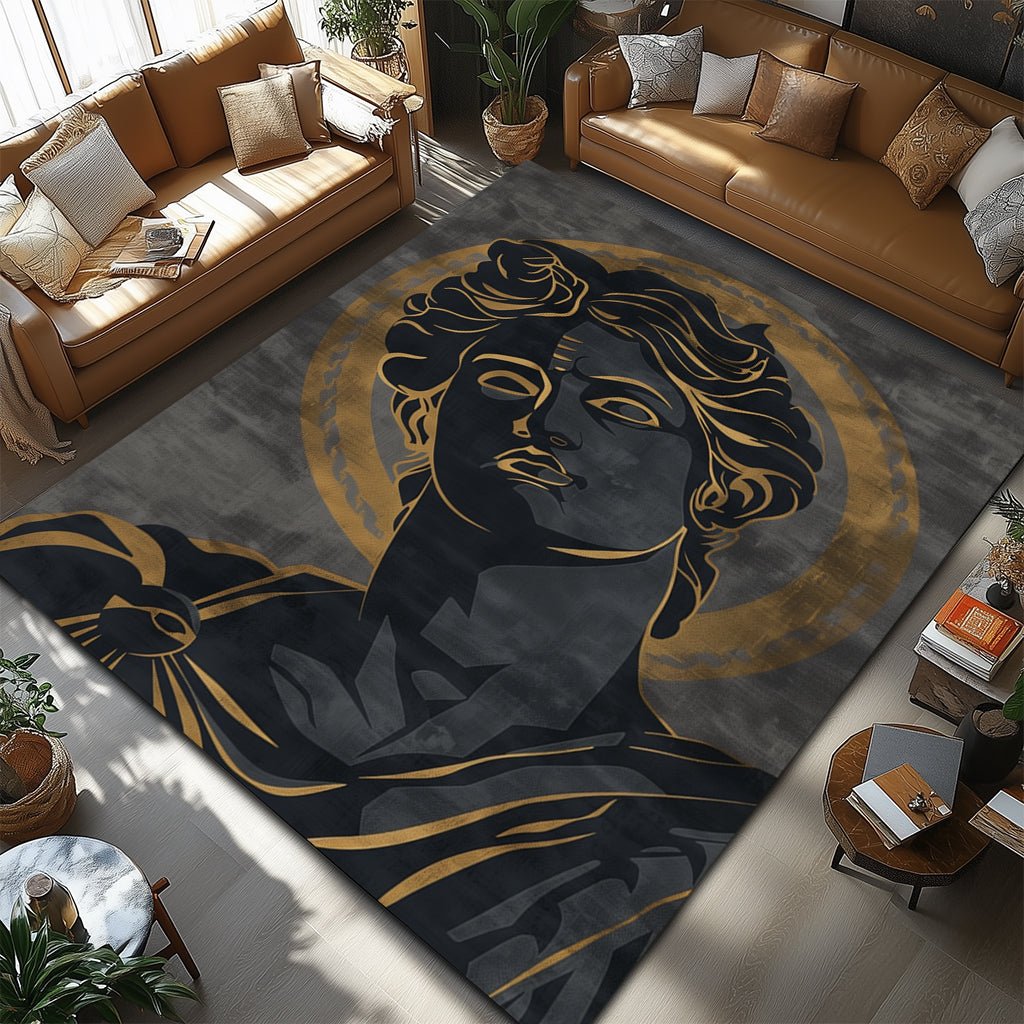 Modern Sanat Halı - Siyah Gri Altın - Halı - Line Home