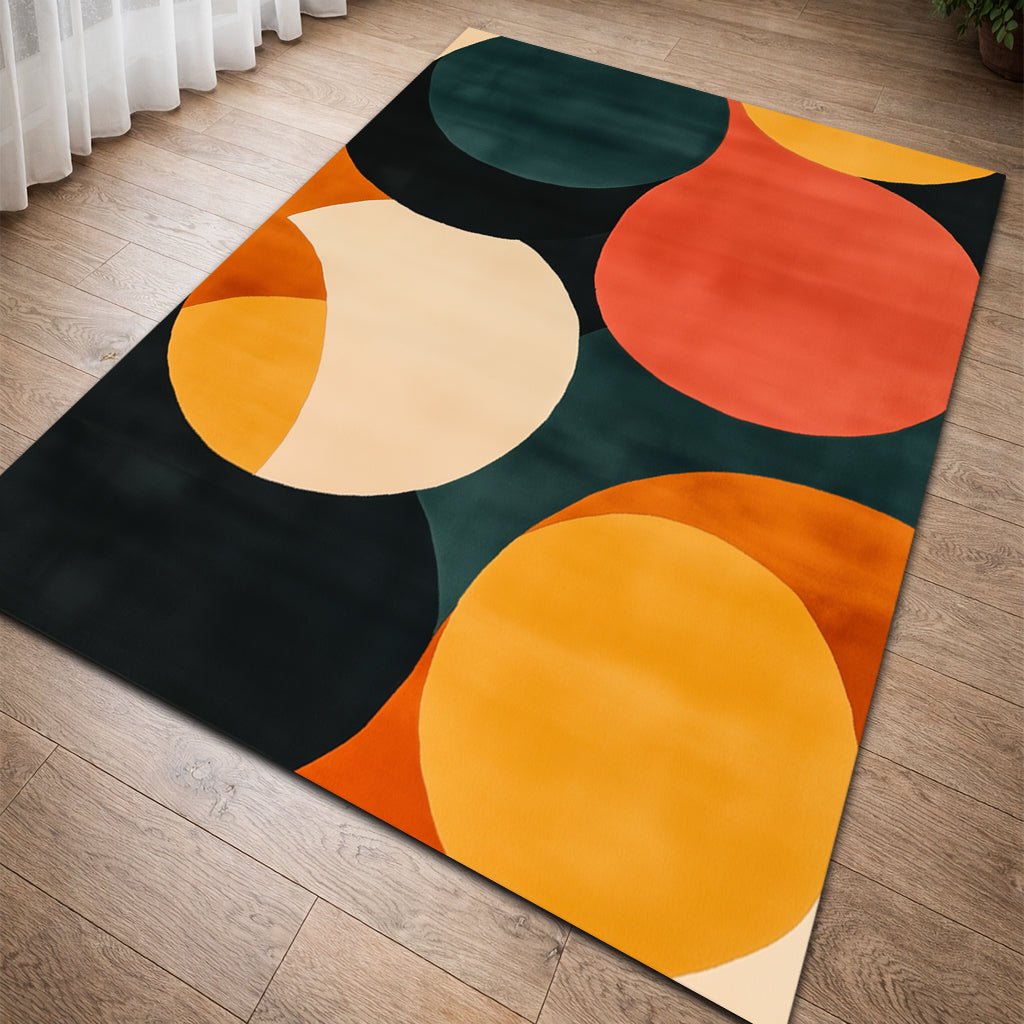 Retro Modern Halı - Renkli Daireler Desenli - Halı - Line Home