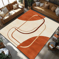 Retro Modern Halı - Turuncu Krem Çizgili Desenli - Halı - Line Home