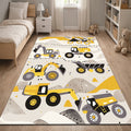 Çocuk Halısı - İş Makineleri Desenli Sarı Gri